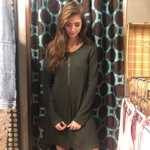 Z SUPPLY forest green henley dress